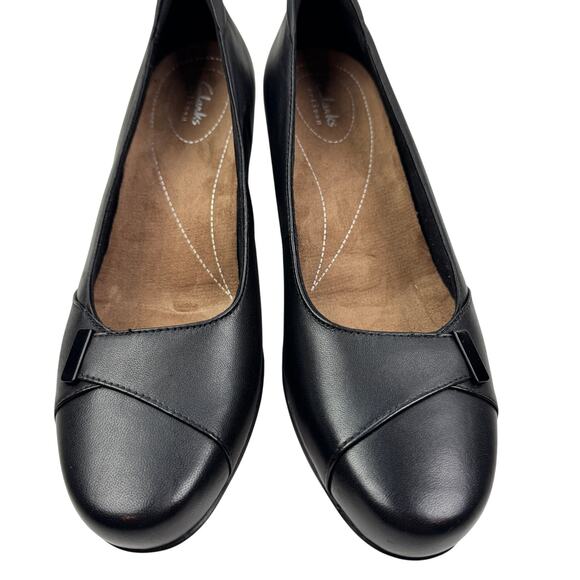 Clarks Artisian Black Leather Rosalyn Belle Comfort Dress Pumps Women's Size 11 - Picture 1 of 9